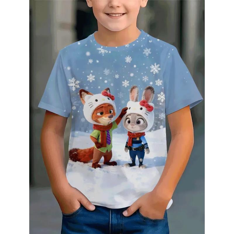 Fashion Children's Clothing Crew Neck Short Sleeve 3D Casual Color Printing Casual Short Sleeve Crew Neck T-Shirt