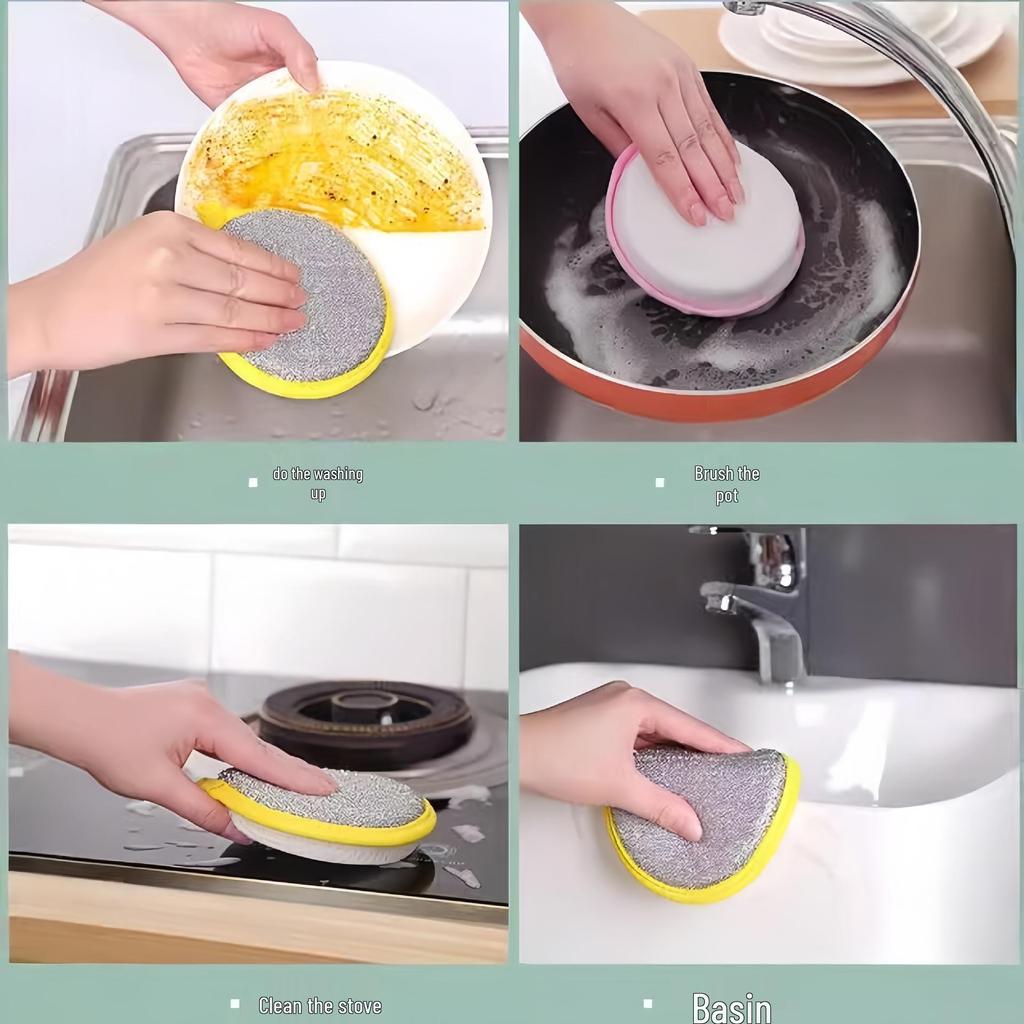 Dual-Sided Non-Stick Oil Cleaning Sponge for Kitchen Dishwashing