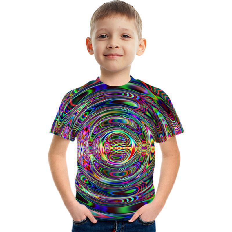 Summer Round Neck Colorful 3D Printed Top Fashionable Casual Short Sleeved Children's Boy T-shirts