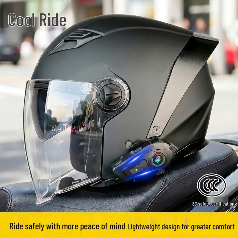 Cooles Bluetooth-Halbhelm-Fahrradhelm: Leicht, Doppelvisier, Lange Akkulaufzeit, 3C-zertifiziert, Komfortpassform, Überragende Klangqualität