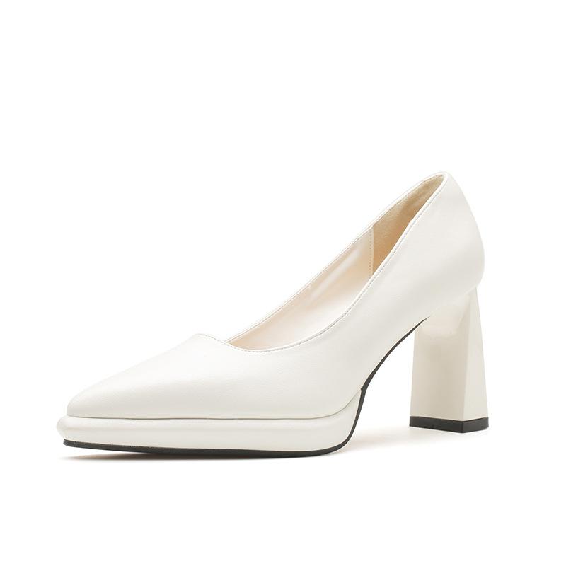 A596-2 burgundy waterproof table high heels spring and summer new French fashionable professional thick heel sexy temperament single shoes