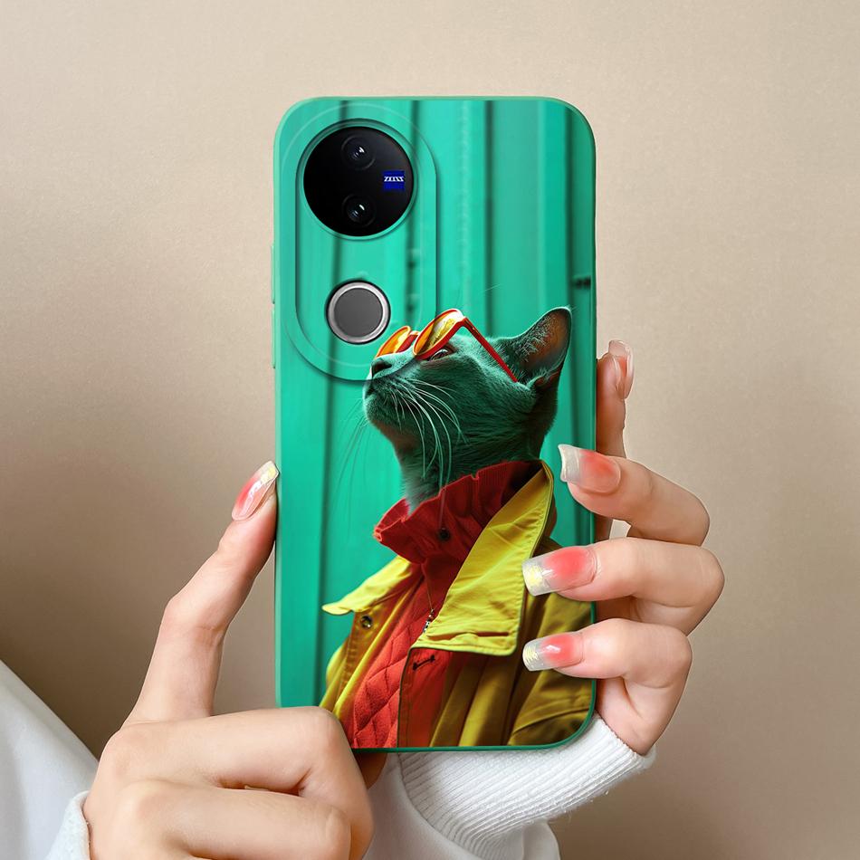 For Vivo V50 Lite Case Cute Cartoon Phone Shell Soft Liquid Silicone Back Cover For Vivo V 50 Full Protection Shockproof Bumper