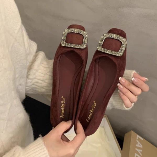 

Модная летняя обувь женская женская обувь квадратный носок осень кристалл открытая черные балетки 2025 новая лодочка платье осень стразы 35