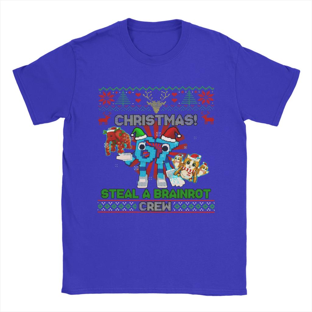 Men TShirts Funny With Elephant And Meowl Steal A Brainrot Christmas Crew Awesome 100 Cotton Tee Shirt Round Collar Tops Gift