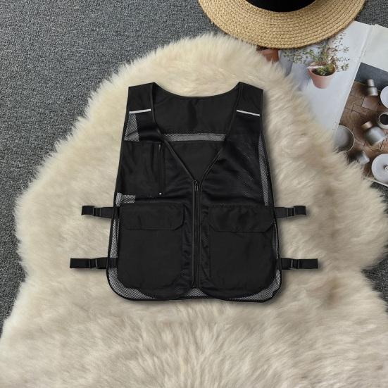 Ice Cooling Vest Breathable Mesh Outdoor Work Vest with Ice Packs Adjustable Waist