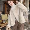 Winter  Faux Fur Coat Women Cotton-padded Double-breasted Thick Overcoat