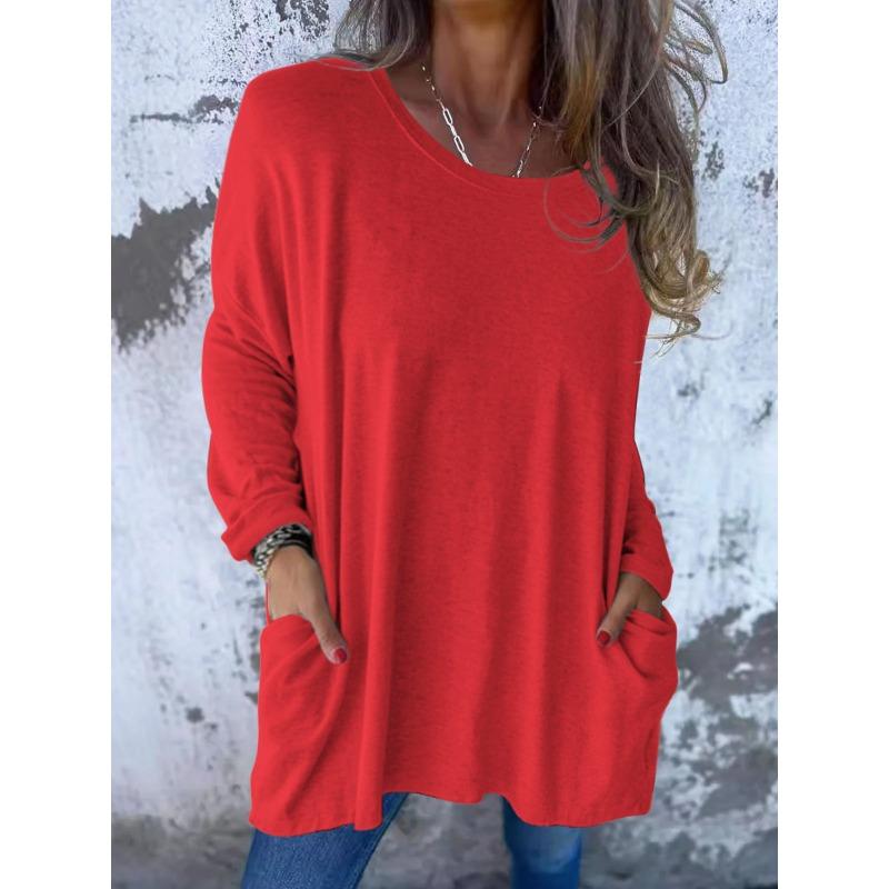 IHUASU Women's Fashion Casual Long Sleeve Autumn Winter O-Neck Blouses & Shirts Elegant