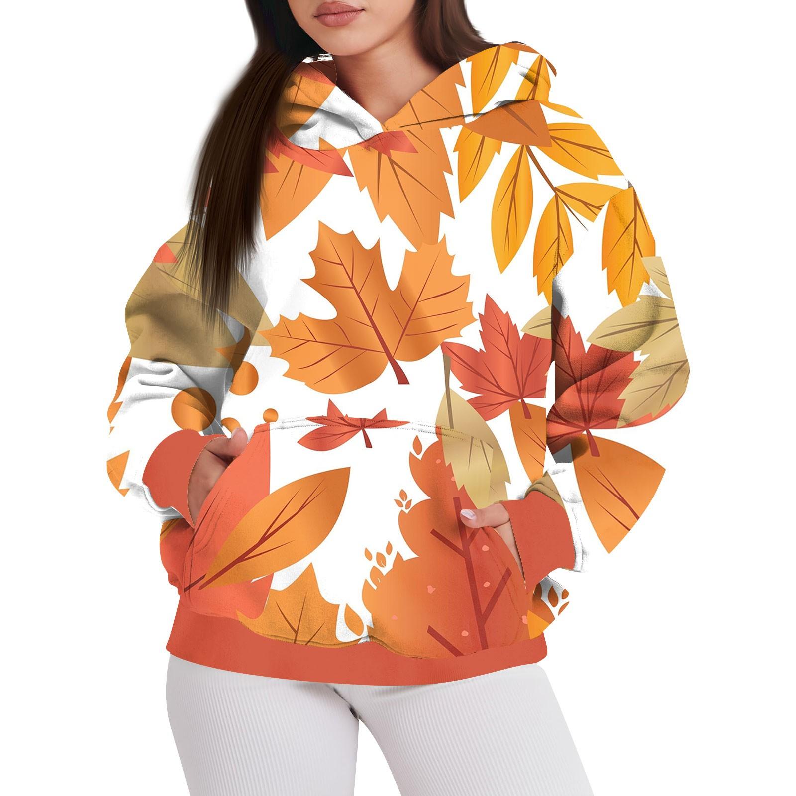 

Женская мода повседневный пуловер с капюшоном толстовка с принтом длинный рукав толстовка XL оранжевый