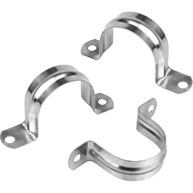 2inch With 2 Holes U Bracket Stainless Steel Tube Strap Tension Clip U Bracket Rigid Pipe Strap Tension Clips for Pipe Fixing(25Pcs)