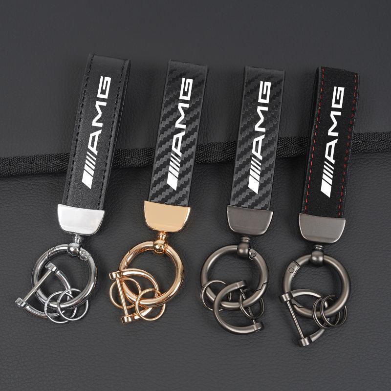 Autoschlüsselanhänger Ringe Leder Emblem Schlüsselanhänger Auto Schlüsselanhänger Aufkleber Für Mercedes Benz AMG Smart W205 C300 W203 W206 W108 W124 W126