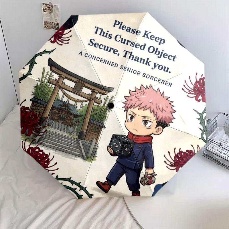 1 PC Automatic Folding Umbrella - Jujutsu Kaisen Pattern Portable Foldable Design With 8 Ribs Christmas Birthday Gifts