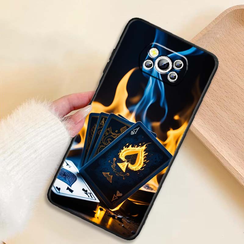 Creative poker card patterns For Xiaomi Mi Poco F3 F4 F5 F6 X3 X4 X5 X6 X7 M3 M4 M5 M6 M7 GT Pro 5G Black Phone Case