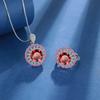 925 Sterling Silver Luxury Red Diamond Zircon Necklace Birthday Anniversary Wedding Party Gift