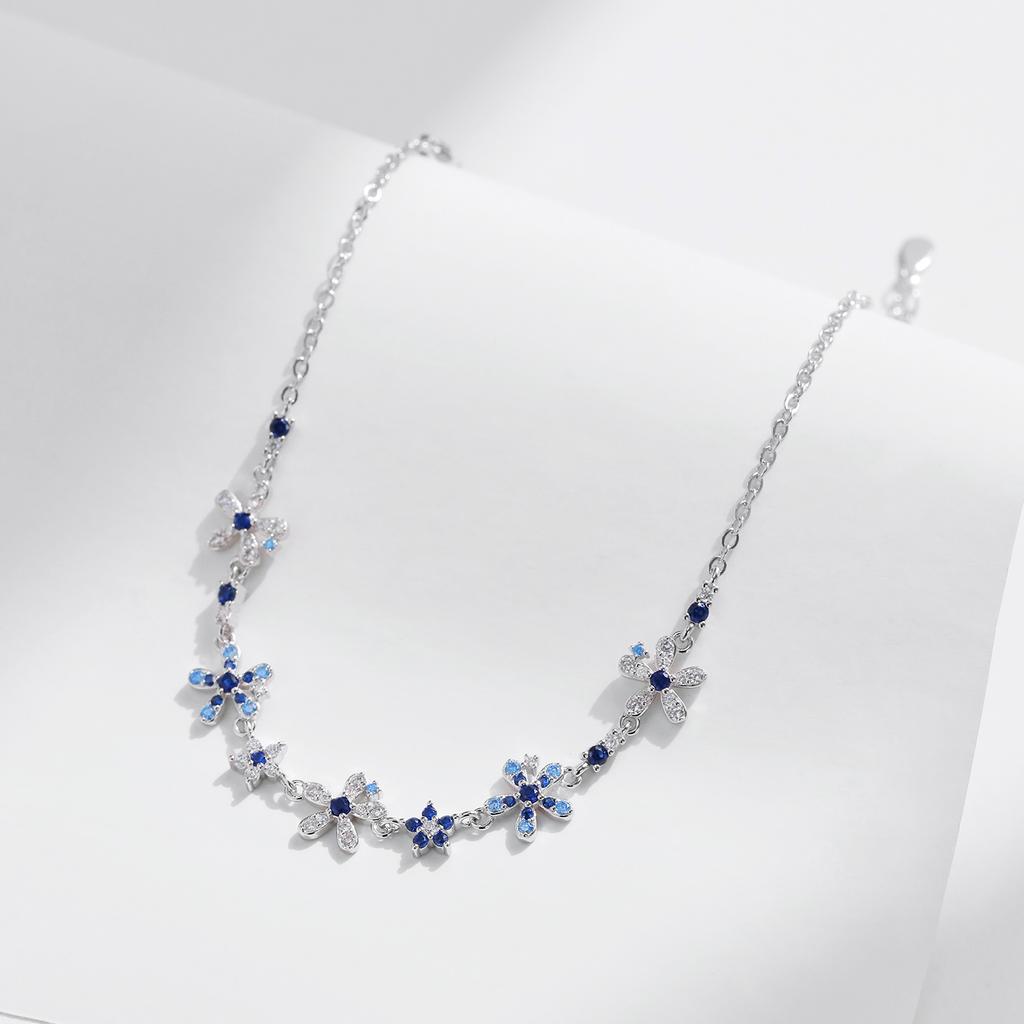 MODIAN 925 Silver Luxury Flowers Pave Setting CZ Brilliant Bracelets Fashion Daily Link Chain For Women Jewelry Gift