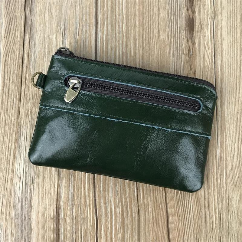 Pánská kožená vintage peněženka na zip, pouzdro na karty