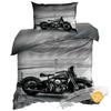 3D Baumwollsatin Bettwäsche 140X200cm Schwarzes Chopper Motorrad