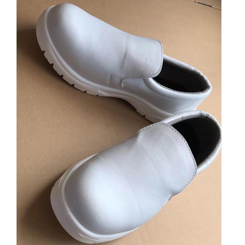 White Leather Steel Toe Anti-Static Work Shoes, Summer Safety Footwear, Anti-Slip, Anti-Smash, Anti-Puncture, Unisex.