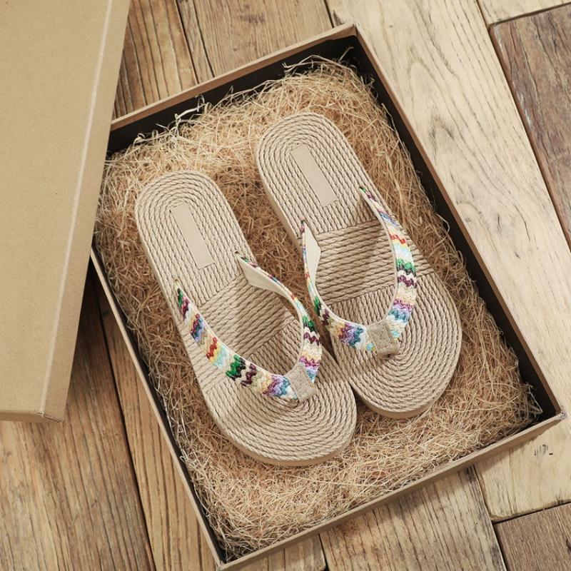 Fashion Hot Sale Womens Slippers Non Slip Platform Womens Shoes Ethnic Style Beach Shoes Fashion Flip Flop Sandals for Women Lightweight