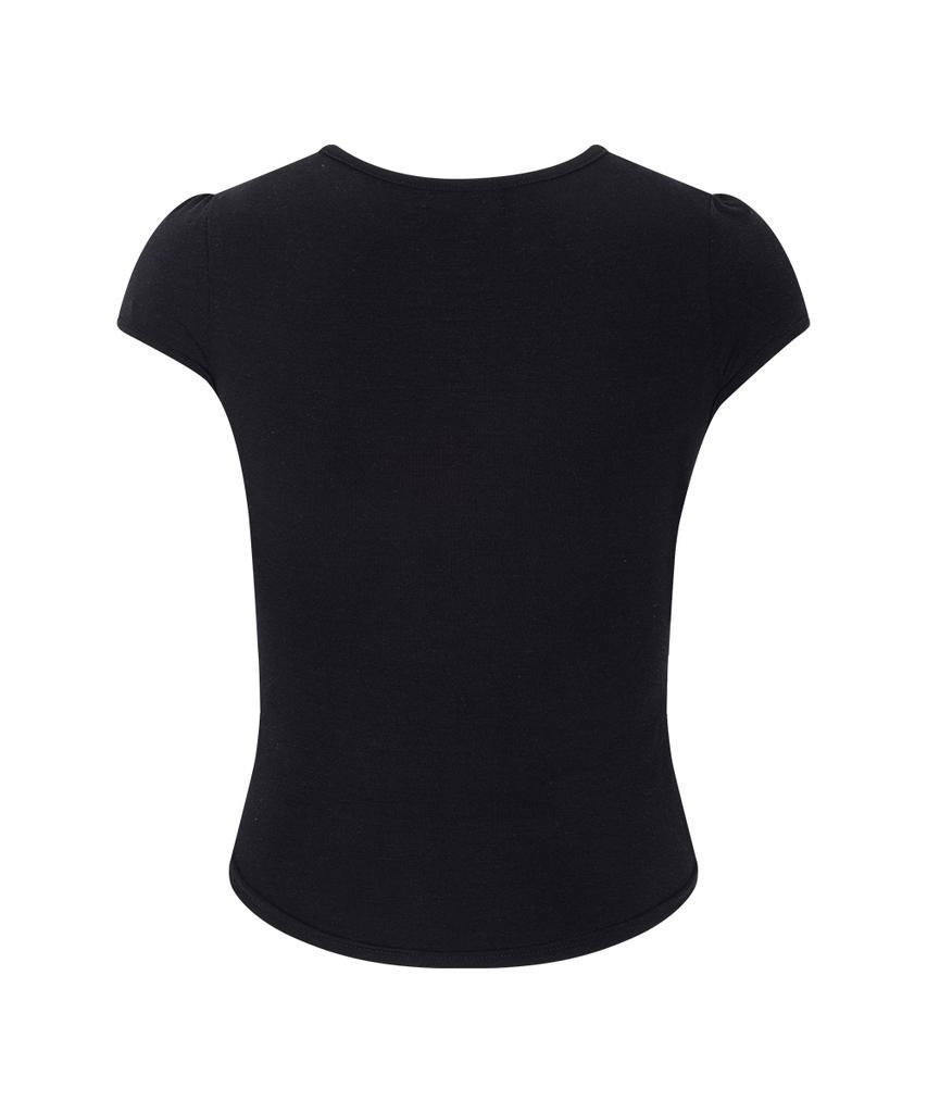 Peullijeunopallou Bomi Shirring Short Sleeve Top (Black)
