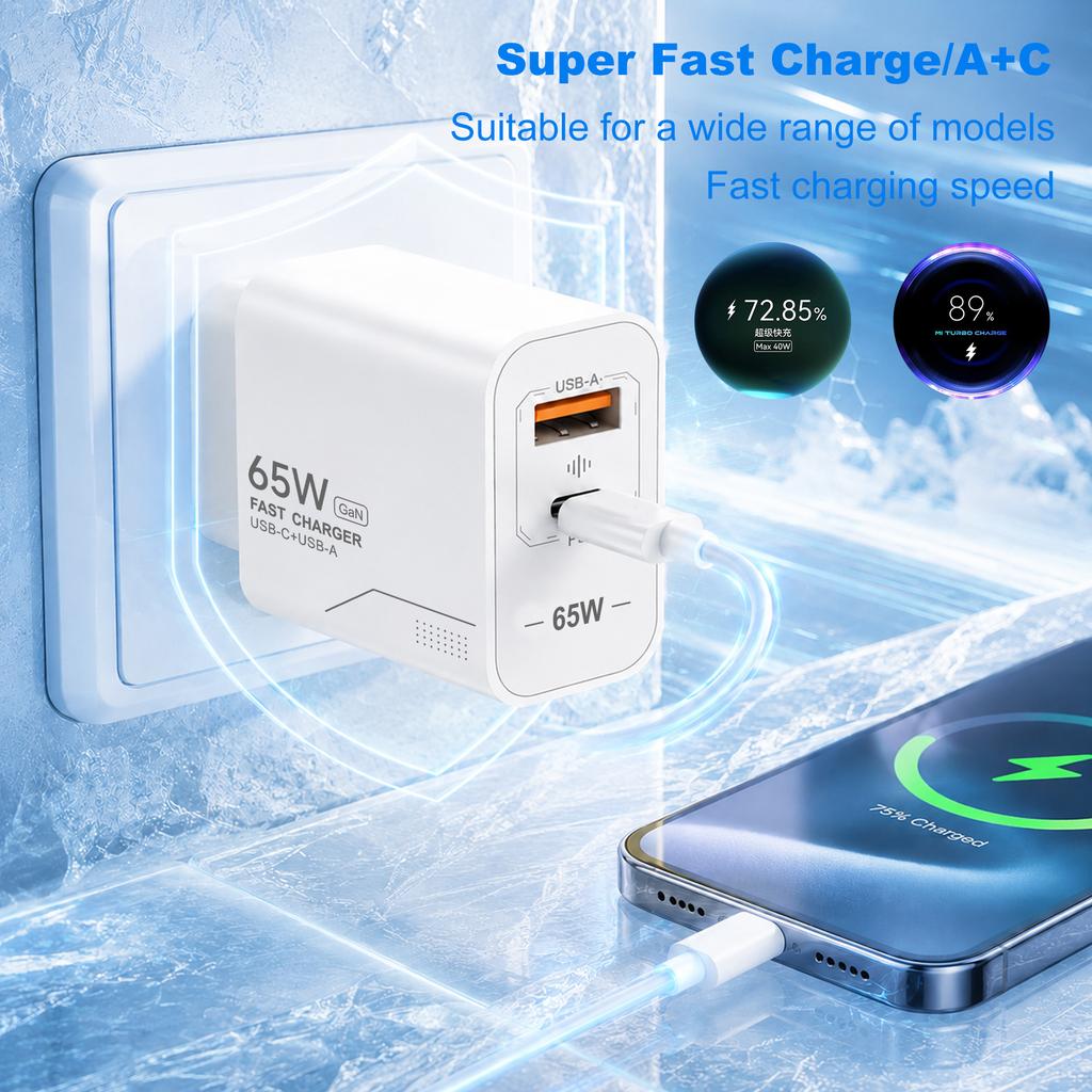 Xiaomi GaN Fast Charging 65W USB Type C Charger EU KR US PD 3.0 Quick Charge Wall For Phone Adapter For iPhone 15 Xiaomi Huawei Samsung
