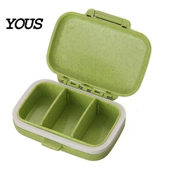 Daily Pill Box for Travel Portable Three-compartment Organizer, Moisture-proof Buckle Seal Case, Vitamin Case Purse Compact Plastic Container Morning