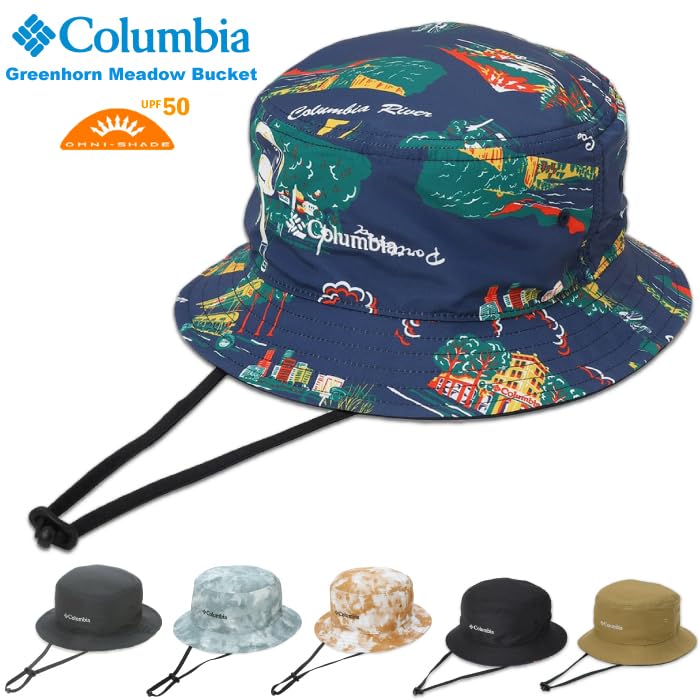 Columbia Green Ho Meadow Bucket Hat, PU5678 (JP, Alphabet, L, 011: Black)