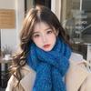 Autumn and Winter New Scarf Women's Light Blue Pine Warm Thickened Scarf Acrylic Knitted Scarf Student Wear