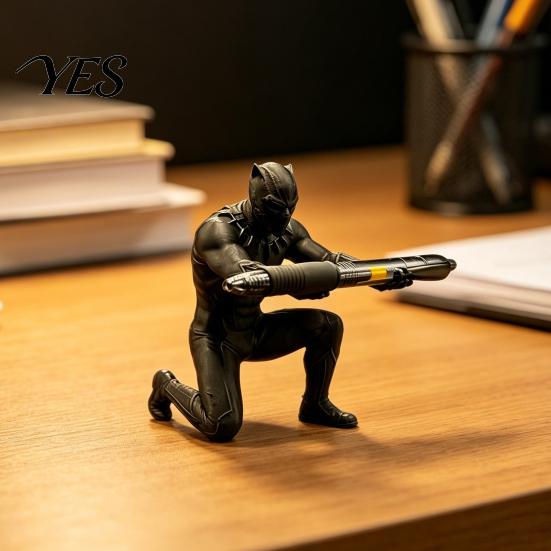 Muscle Detail Pen Holder Kneeling Hero Stand, 3D Printed Dark Style Desk Office Organizer Organizer, Action Figure Pencil for Office, Collectible Gift
