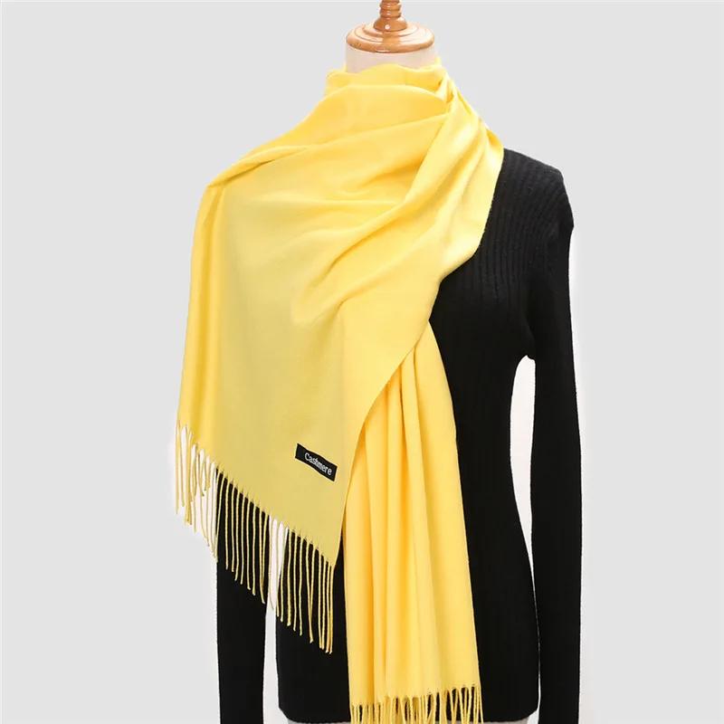 Autumn Winter Solid Imitation Cashmere Scarf for Men Women Tassel Intensification Warm Shawl Fashion Necklaces Wrap Long Scarves