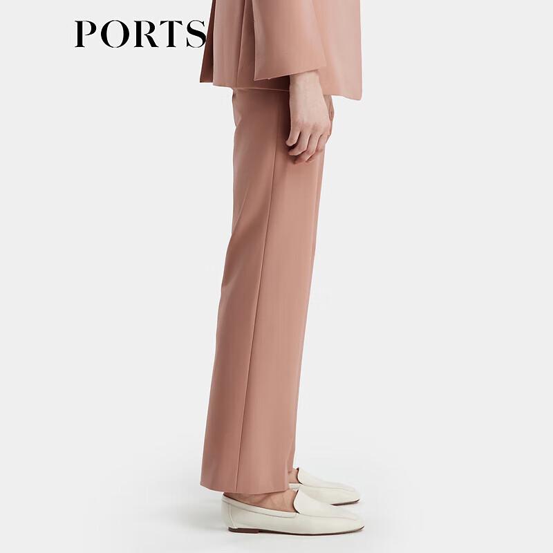 PORTS Women's Oak Brown Wool Blend Straight-Leg Pants