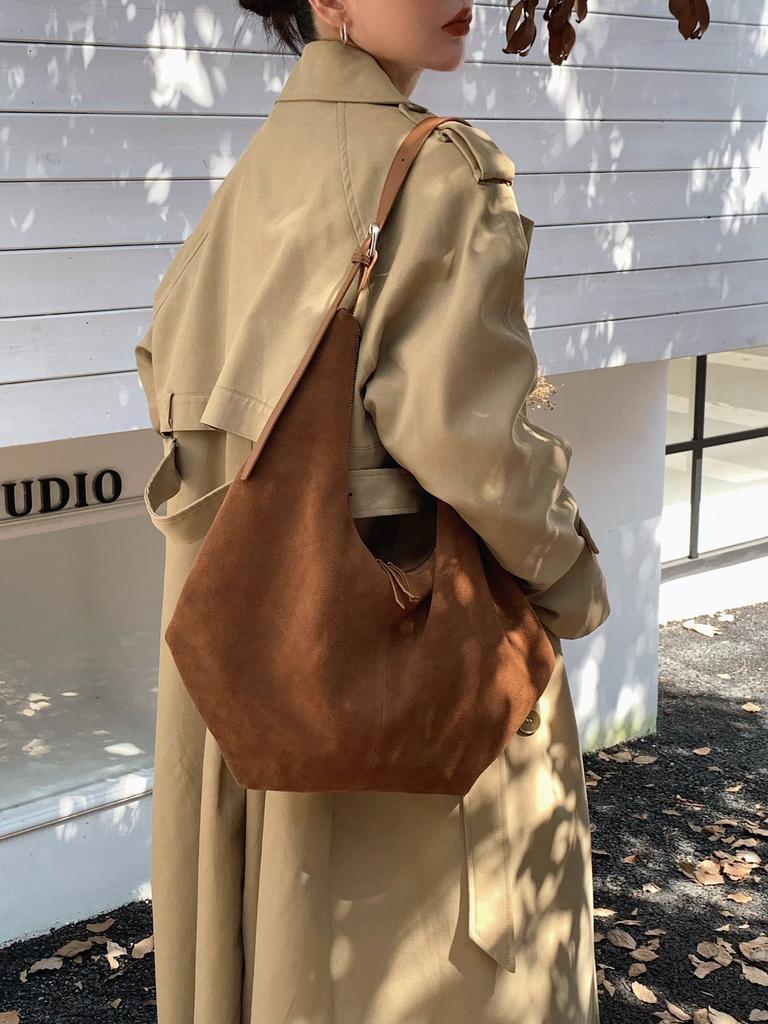 / Geantă nouă din piele naturală, anti-velut, din piele mată, casual, leneșă, geantă de umăr sub braț, capacitate mare