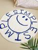 VIKAMA Round Cute Smiley Face Rug Children's Room Study Living Room Soft Plush Machine Washable Floor Cushion Home Decor