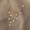 18K Gold Plated Stainless Steel Fashion Upscale Sweet Cute Long Tassel Dangle Love Heart Drop Earrings for Women Gift