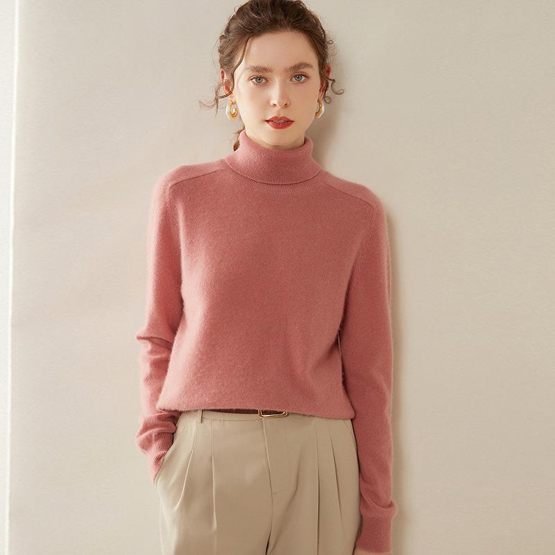 Women's High-Neck Cashmere Sweater - Autumn/Winter Loose Fit Long-Sleeve Pullover