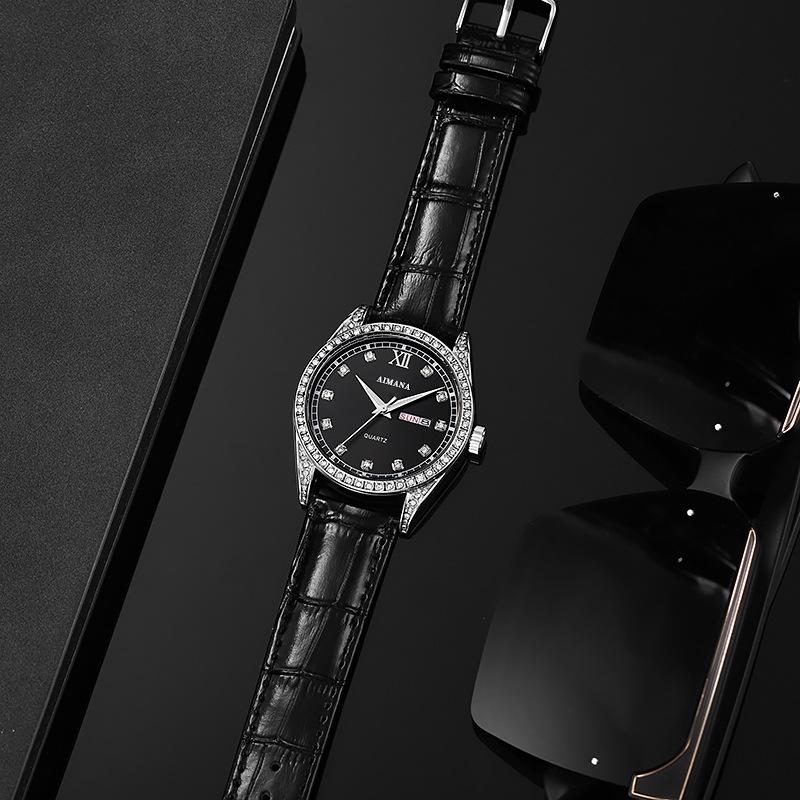 Top Brand Good design Unisex Watch leather  with diamond