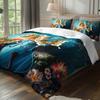 3pcs Teal Musical Butterfly Bedding Duvet Cover Set Elegant Violin Bedding Quilt Set Floral Themed Bed Quilt Set Romantic