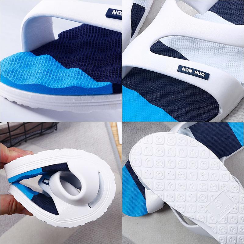 New Men Slippers Summer Slides Breathable Cool Beach Shoes Flip Flops Fish Mouth Bone White Men Slippers Lightweight Big Size 46