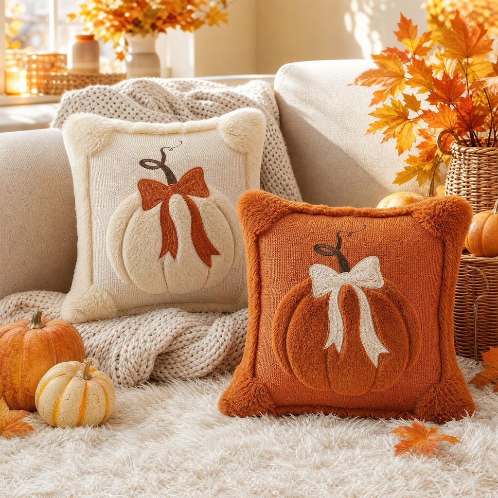 2026 New Plush Pumpkin Pillow Cover Holiday Decoration Pillowcase Halloween Pillow Cover Zipper Pillowcase Thanksgiving Sofa Decoration Cushion Cover