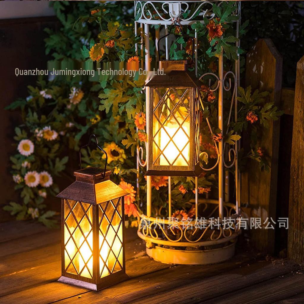 LED Solar Candle Glass Lantern for Outdoor Garden or Courtyard in European Style