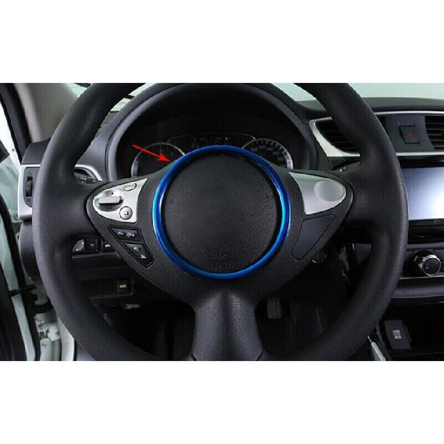 Blue Steel Steering Wheel Horn Ring Sticker Trim For Nissan Sentra Sylphy 13-19