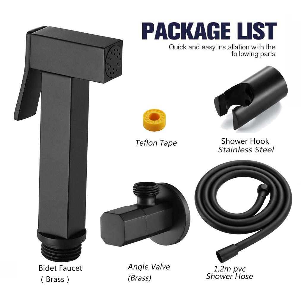 Handheld Bidet Toilet Sprayer Premium Modern Bathroom Bidet Sprayer Set (Black,brass)