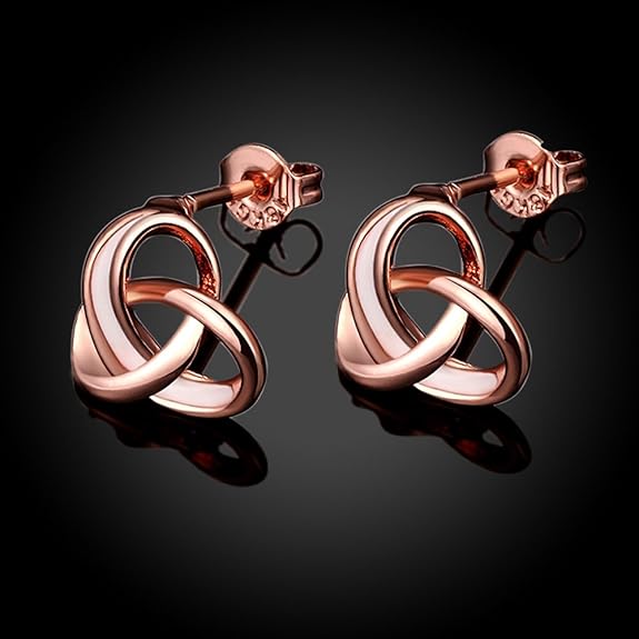 Rose Gold Love Knot Post Earrings Charming And Elegant Earrings For Women Color Earrings Ear Stud