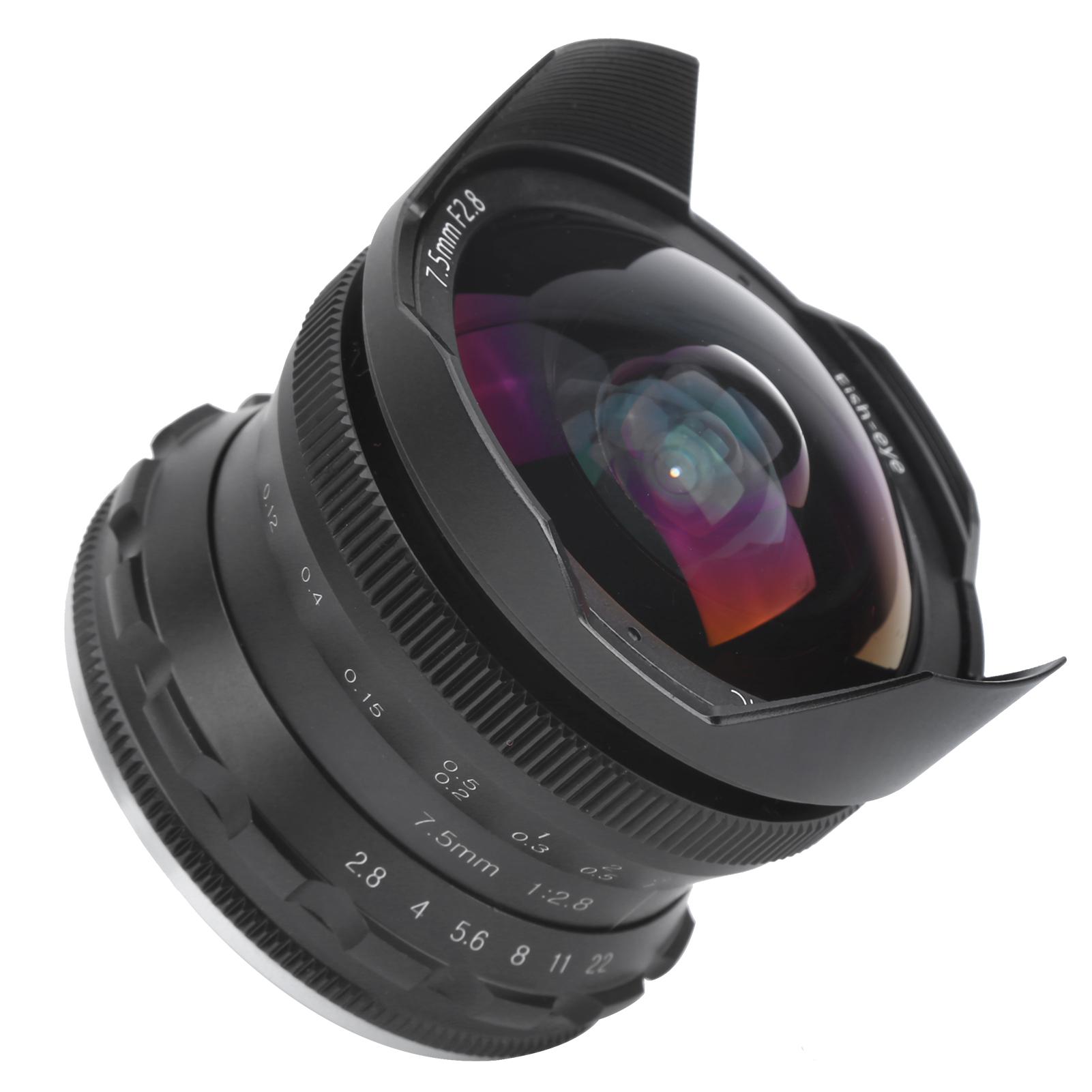 

7,5 мм F2,8 FX Mount сверхширокоугольный объектив Fisheye для пейзажной съемки для Fuji XT4XT3XT30XS10(Серебряный ) чёрный