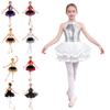 Gymnastikkleid für Mädchen, glitzernde Pailletten, Ballett-Tanzkleider, Ballerina-Kostüm mit hohlem Rücken und Rock