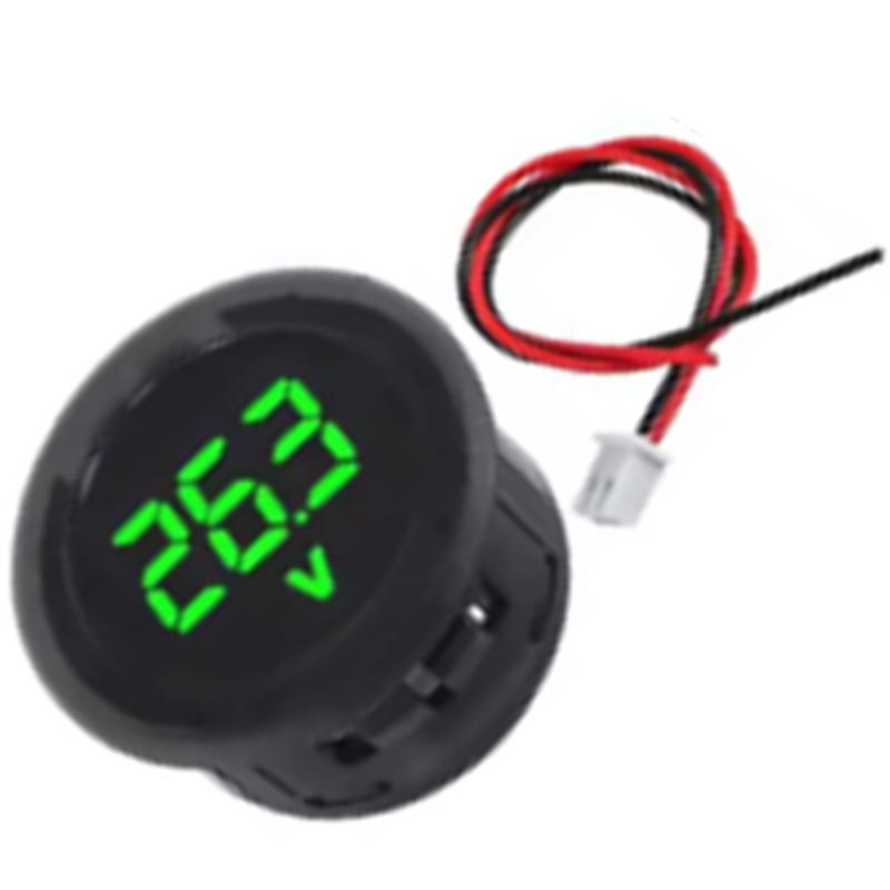 Round Panel Voltage Meter LED Digital Display Car Voltage Gauge Waterproof Voltmeter Volt Detector Tester