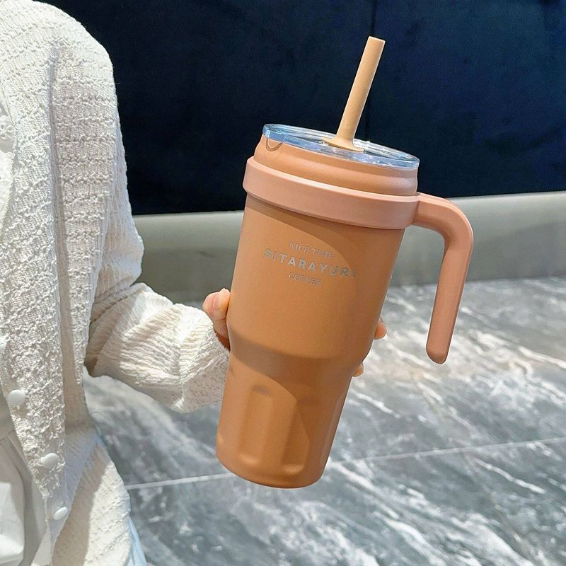 Large-Capacity Thermos Cup for Women, Good-Looking Ice Cup, Portable Car Coffee Cup, Outdoor Sports Water Bottle, Tea Cup