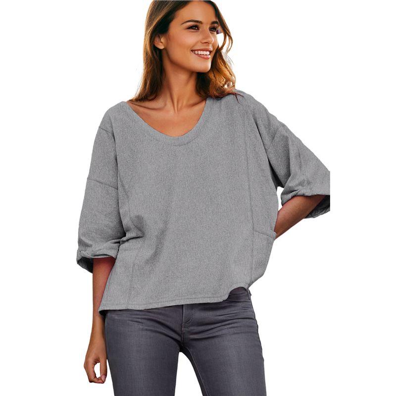 US Shiying Simple and Versatile V-neck Short sleeve T-shirt Women 2025 Summer New Solid Loose Pullover Women