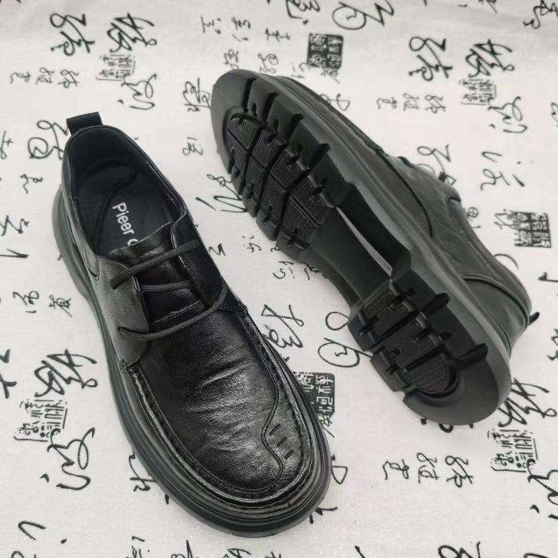 High-end autumn light-soled business leather shoes men's cowhide round head trend fashion casual men's leather shoes