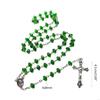 62KD Green Stones Christian Necklace Church Jewelry Sweater Chain Church Jewelry