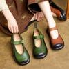 Rindleder Slipper Damen Luxus Mary Janes Damen Flats Lässig Freizeit Täglich Oxford Schuhe Mutter's Eckige Zehenpartie Schuhwerk